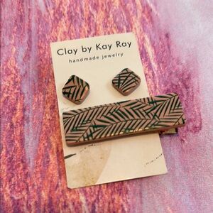 Clay by Kay Ray Geometric Earrings and Barrette Set